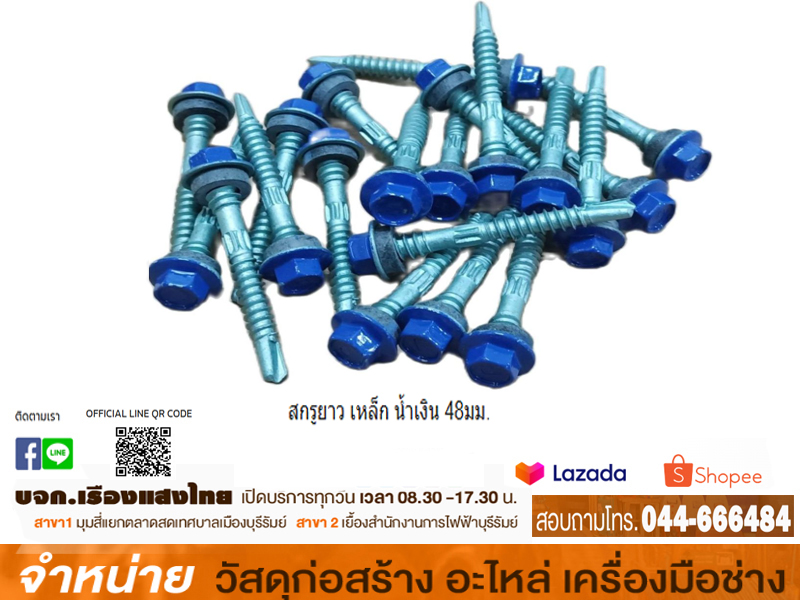 สกรูยาว เหล็ก น้ำเงิน 48มม. (F)