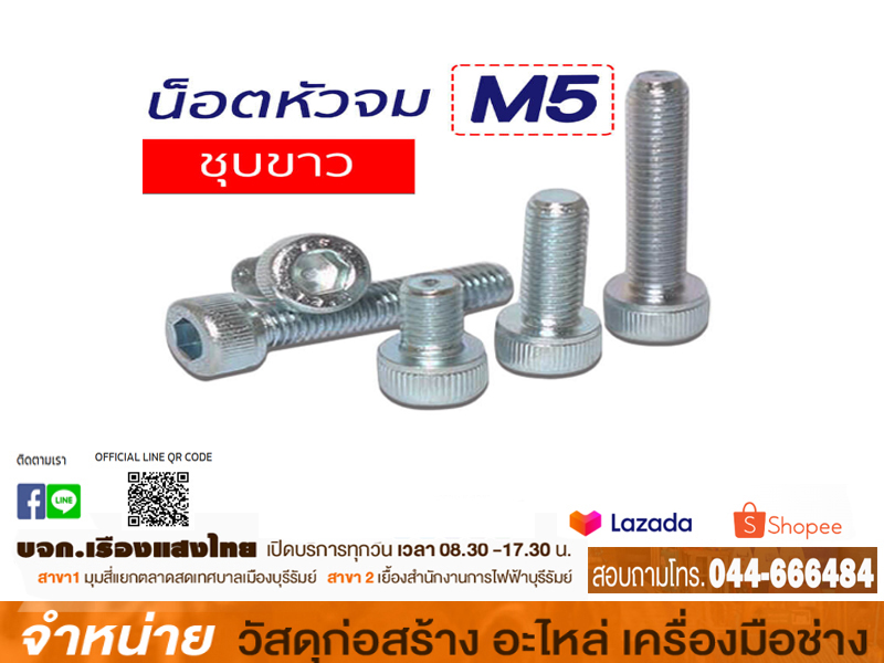 สกรูหัวจม M5 x 16 (ชุปขาว)