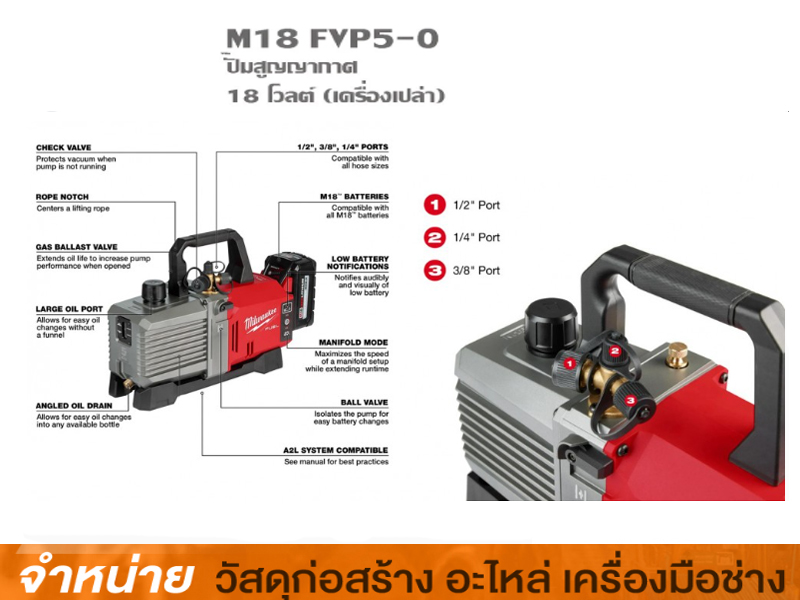 ปั๊มสูญญากาศ5CFM MIWAUKEE M18